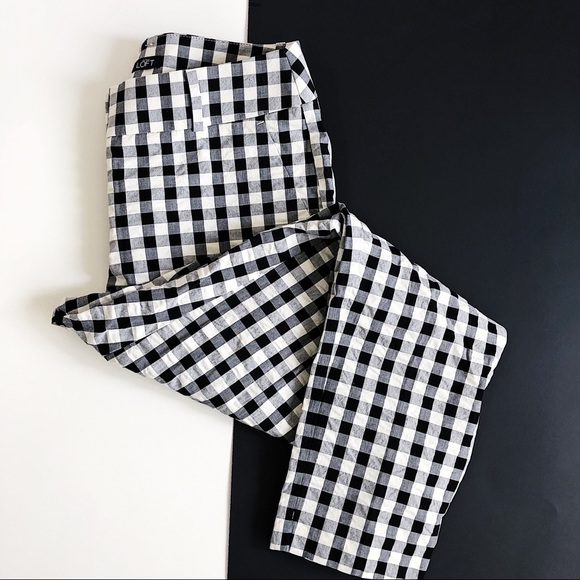 LOFT Pants - LOFT Gingham Print Ankle Julie Fit Pants